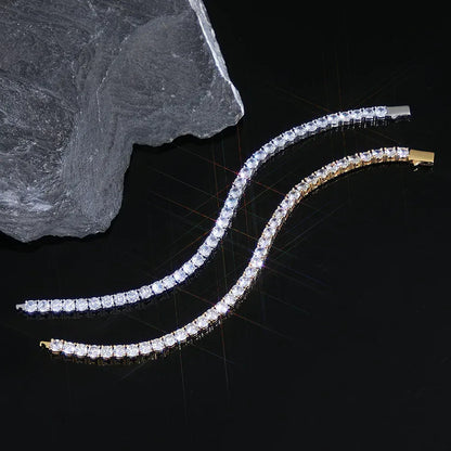 Single Row Zircon Tennis Chain Bracelet with Spring Clasp for Men | Caratix Jewelry - CaratixJewelry