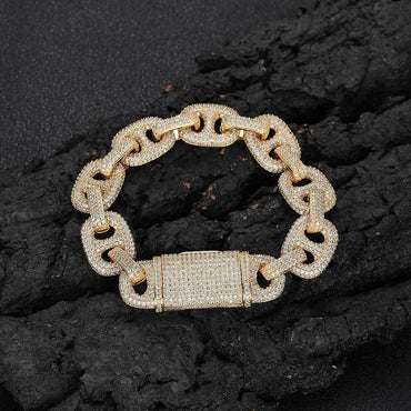 16mm Pig Nose Bubble Cuban Chain Bracelet - CaratixJewelry