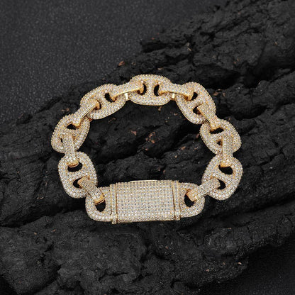 16mm Pig Nose Bubble Cuban Chain Bracelet - CaratixJewelry
