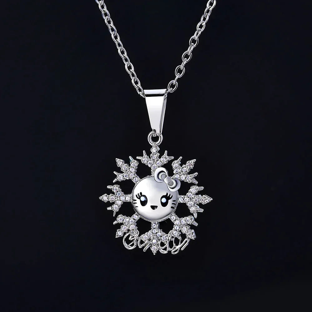 Snowflake Pendant Necklace Cute Character Hip Hop Jewelry for Women | Caratix Jewelry - CaratixJewelry