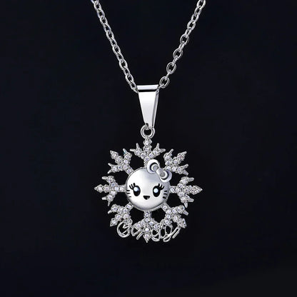 Snowflake Pendant Necklace Cute Character Hip Hop Jewelry for Women | Caratix Jewelry - CaratixJewelry