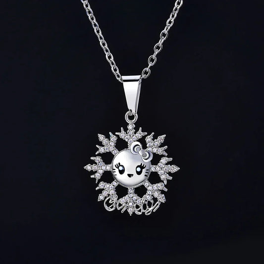 Snowflake Pendant Necklace Cute Character Hip Hop Jewelry for Women | Caratix Jewelry - CaratixJewelry