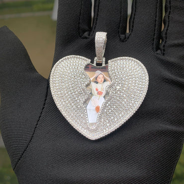 Broken Heart Photo Pendant | Iced Out CZ Custom Picture Hip Hop Necklace - CaratixJewelry