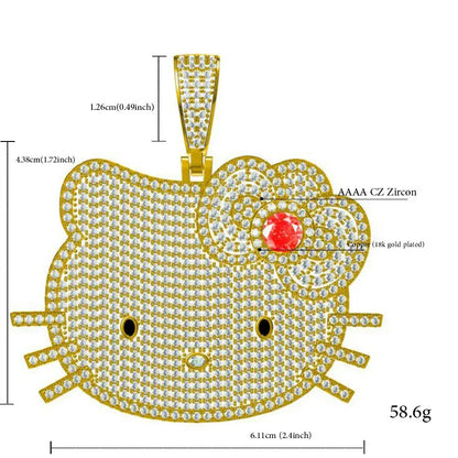 Cute Cat Pendant Necklace for Women – Gold Plated Cartoon CZ Sweet Style Jewelry - CaratixJewelry