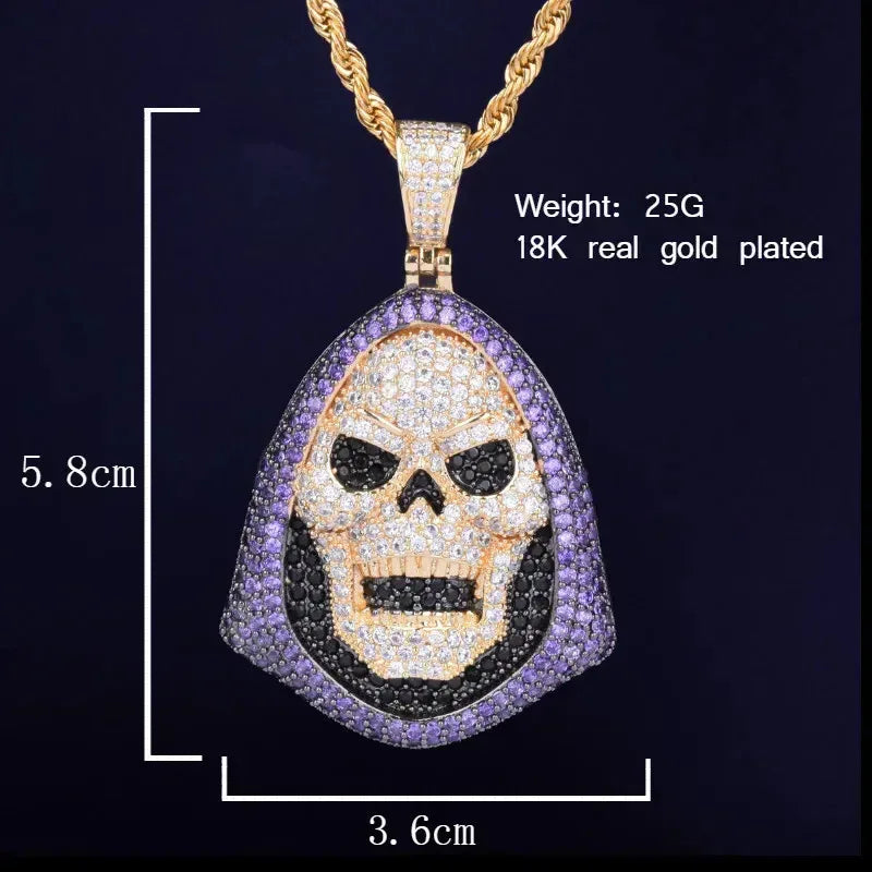 Men's Full Flood CZ Gothic Necklace | Premium Copper Biker Jewelry Caratix - CaratixJewelry