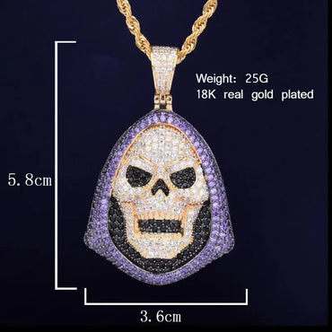Men's Full Flood CZ Gothic Necklace | Premium Copper Biker Jewelry Caratix - CaratixJewelry