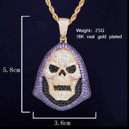 Men's Full Flood CZ Gothic Necklace | Premium Copper Biker Jewelry Caratix - CaratixJewelry