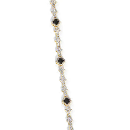 6.5mm Iced Out Airplane & Clover Tennis Chain | Men's Success Motif Necklace | Premium Hip Hop Jewelry | Caratix - CaratixJewelry