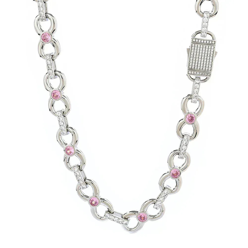 Custom 12mm Pink Zircon Infinity 8 Link Iced Out Chain for Rapper | Caratix - CaratixJewelry
