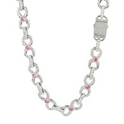 Custom 12mm Pink Zircon Infinity 8 Link Iced Out Chain for Rapper | Caratix - CaratixJewelry