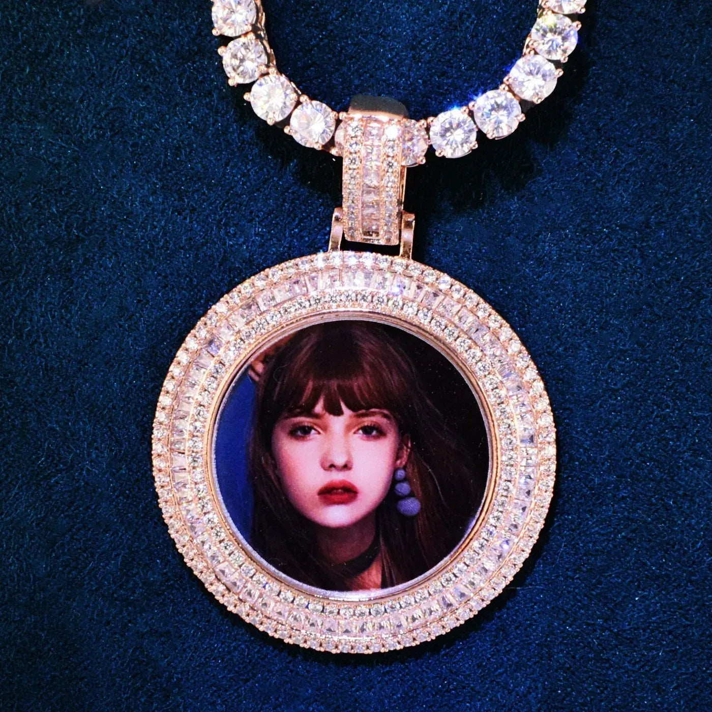 Epoxy Photo T-Bar Pendant | Mixed CZ DIY Custom Picture Hip Hop Necklace - CaratixJewelry