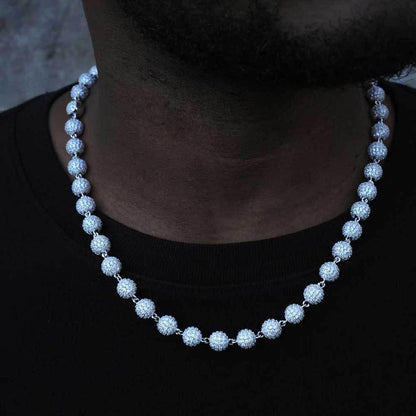 8mm Iced Out Bead Chain Necklace Zircon Rapper Chain Style for Men | Caratix Jewelry - CaratixJewelry