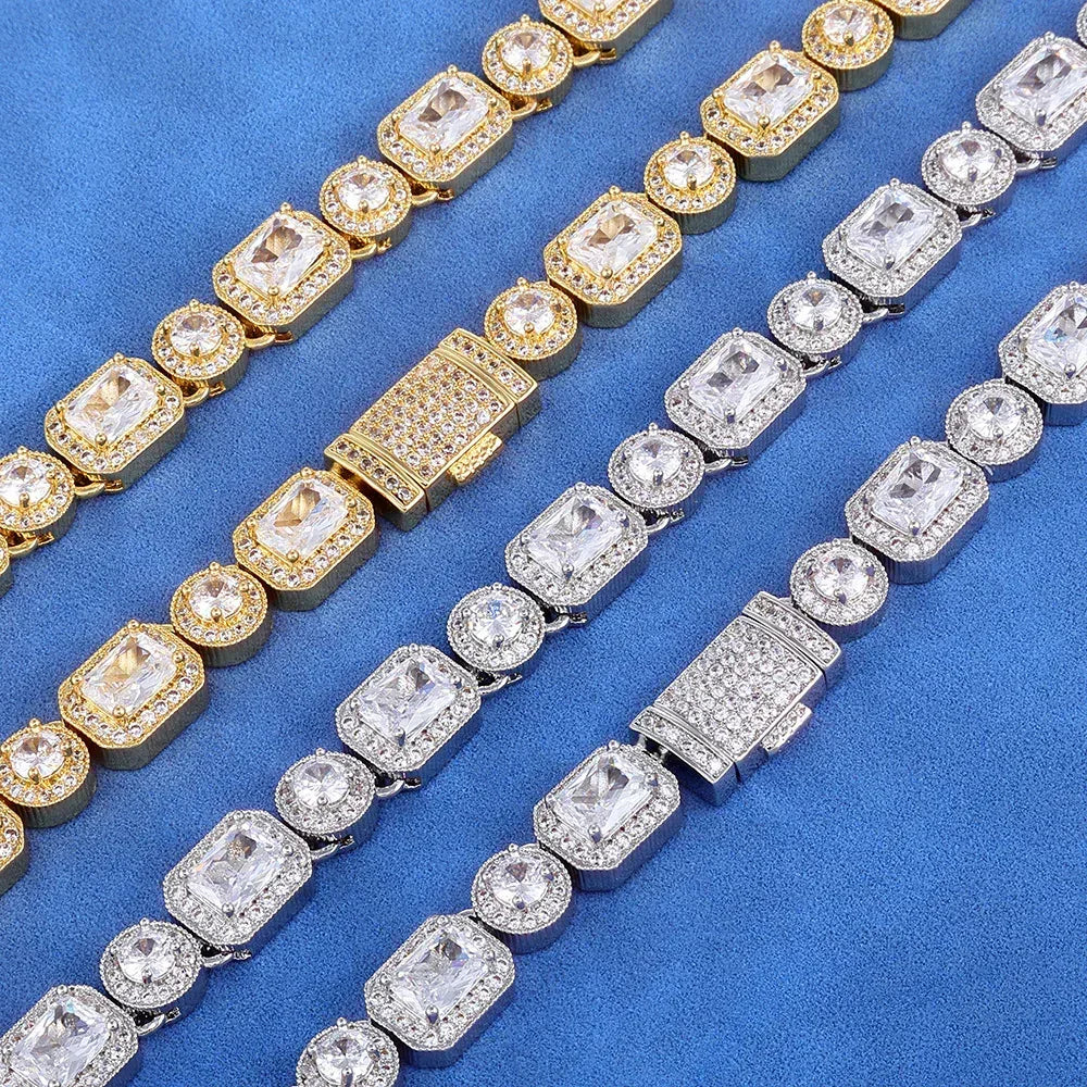 Custom 10mm S925 Silver Baguette & Round Chain | Luxury Hip Hop Bling | Caratix - CaratixJewelry