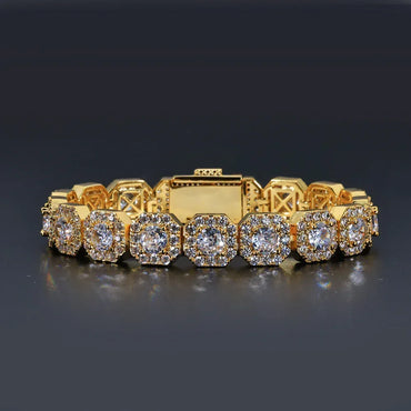 10mm Square Tennis Chain Iced-Out Zircon Bracelet for Men | Caratix Jewelry - CaratixJewelry