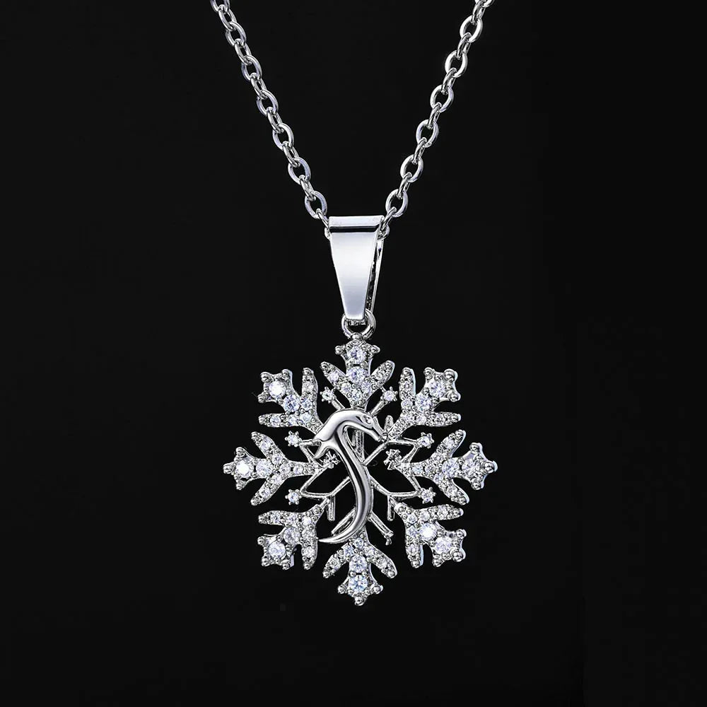 Snake Snowflake Pendant Necklace Zircon Hip Hop Jewelry | Caratix Jewelry - CaratixJewelry