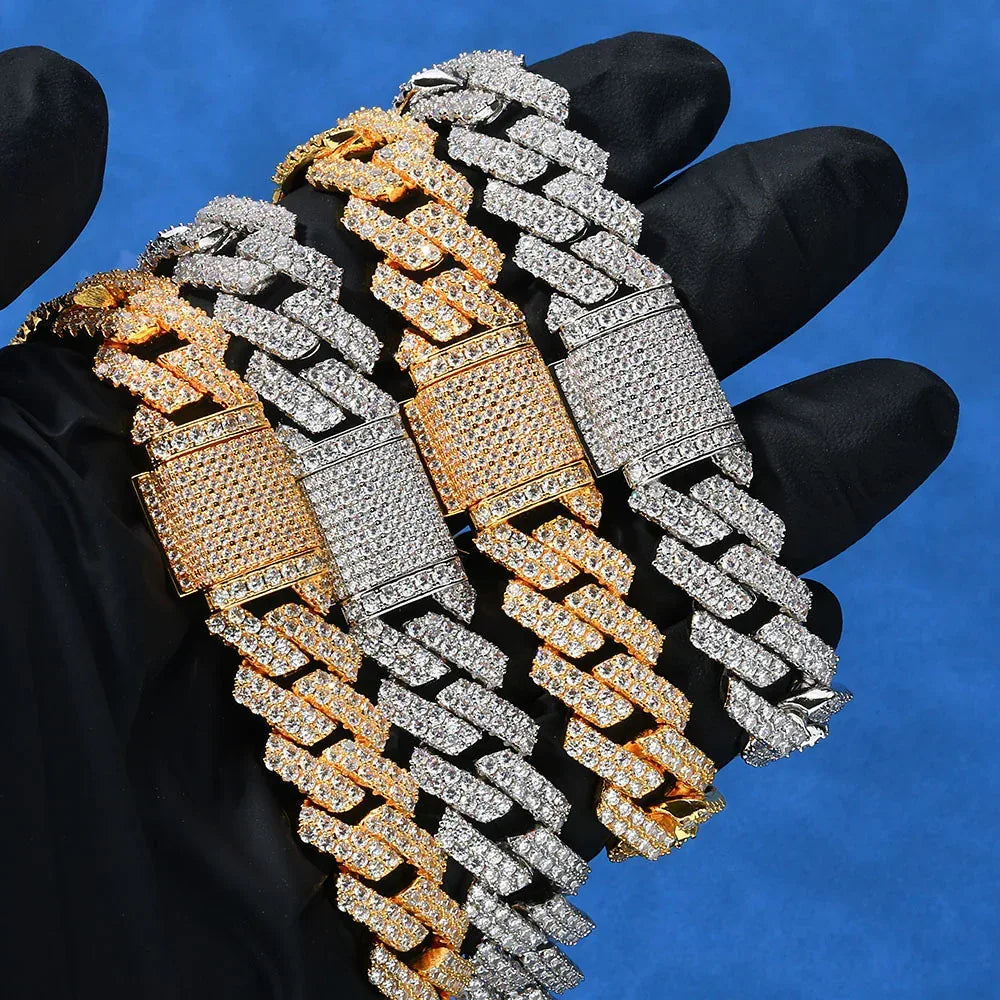 14mm Iced Out Cut Cuban Chain Necklace Double Row Zircon - CaratixJewelry