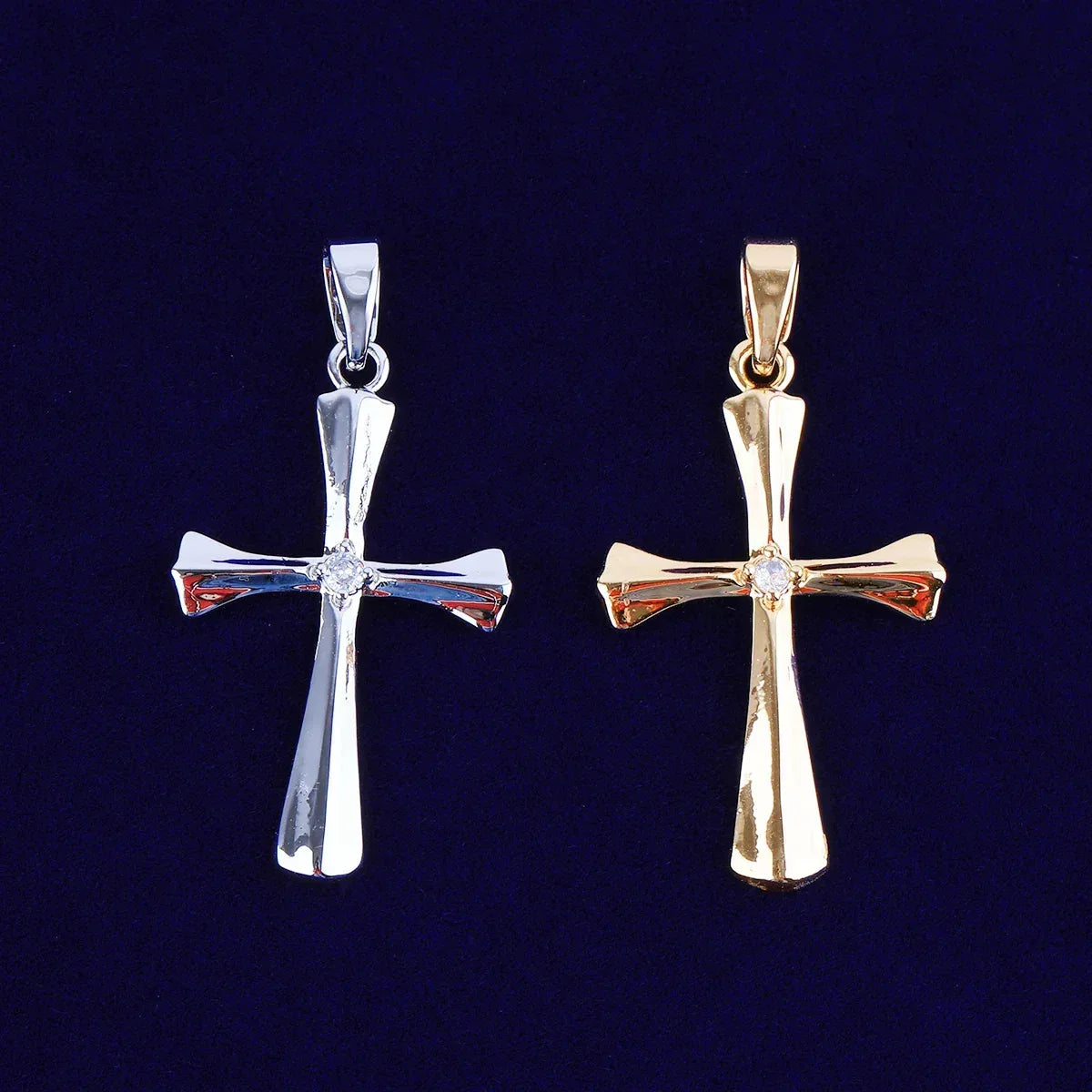 Sleek Iced Out Flat Cross Pendant | Women's Minimalist Hip Hop Necklace | Premium Copper CZ Modern Jewelry | Clean Aesthetic Bling | Caratix - CaratixJewelry