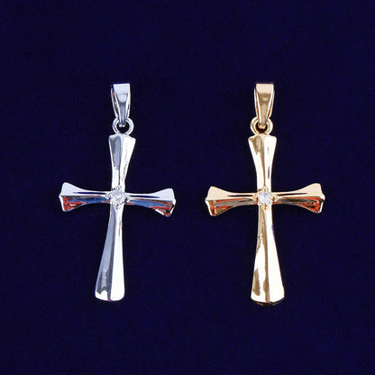 Sleek Iced Out Flat Cross Pendant | Women's Minimalist Hip Hop Necklace | Premium Copper CZ Modern Jewelry | Clean Aesthetic Bling | Caratix - CaratixJewelry
