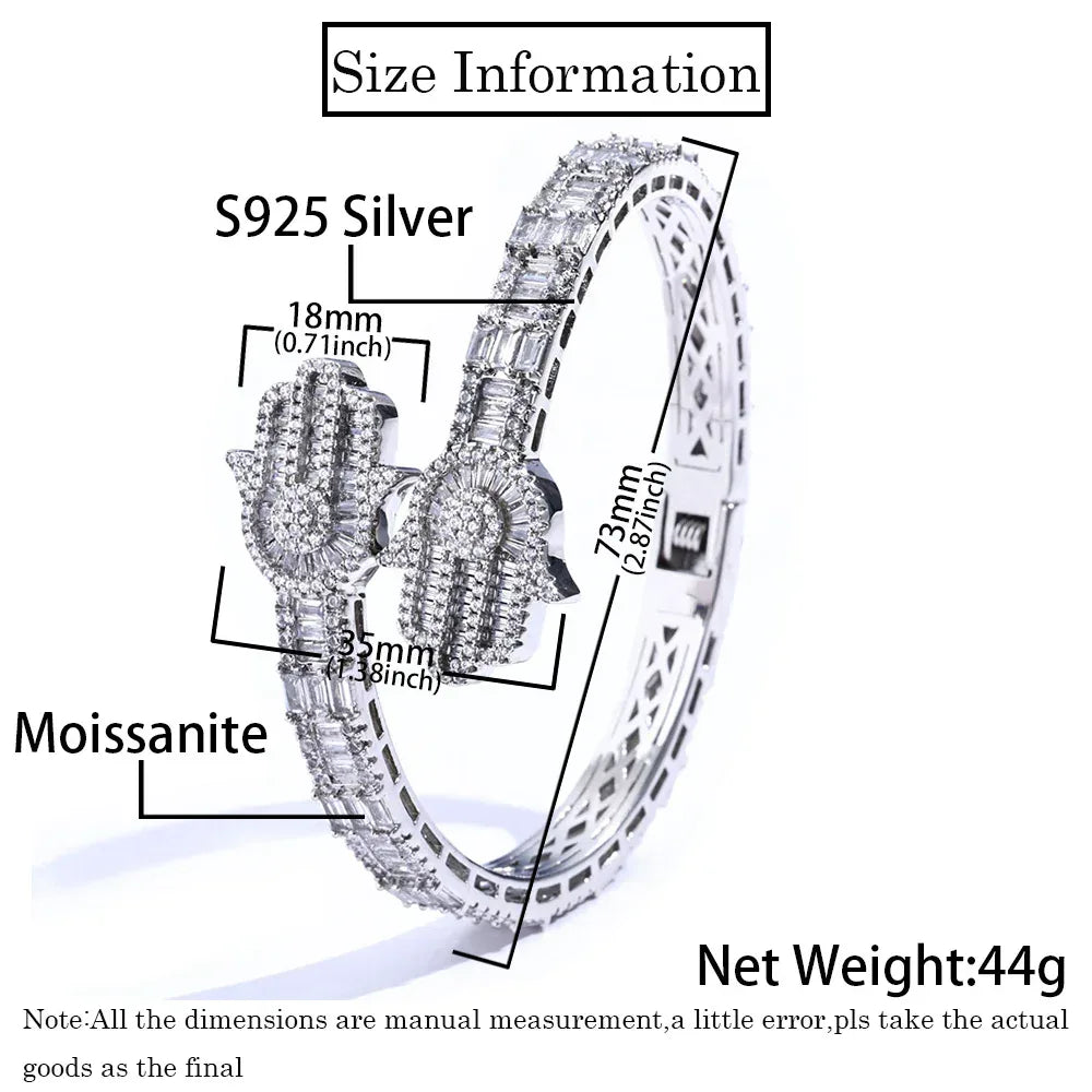 Hand of Fatima S925 Silver Moissanite Bracelet for Men | Caratix Jewelry - CaratixJewelry