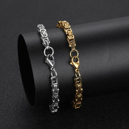 4mm Byzantine Chain Stainless Steel Bracelet with 18K Gold for Men | Caratix Jewelry - CaratixJewelry