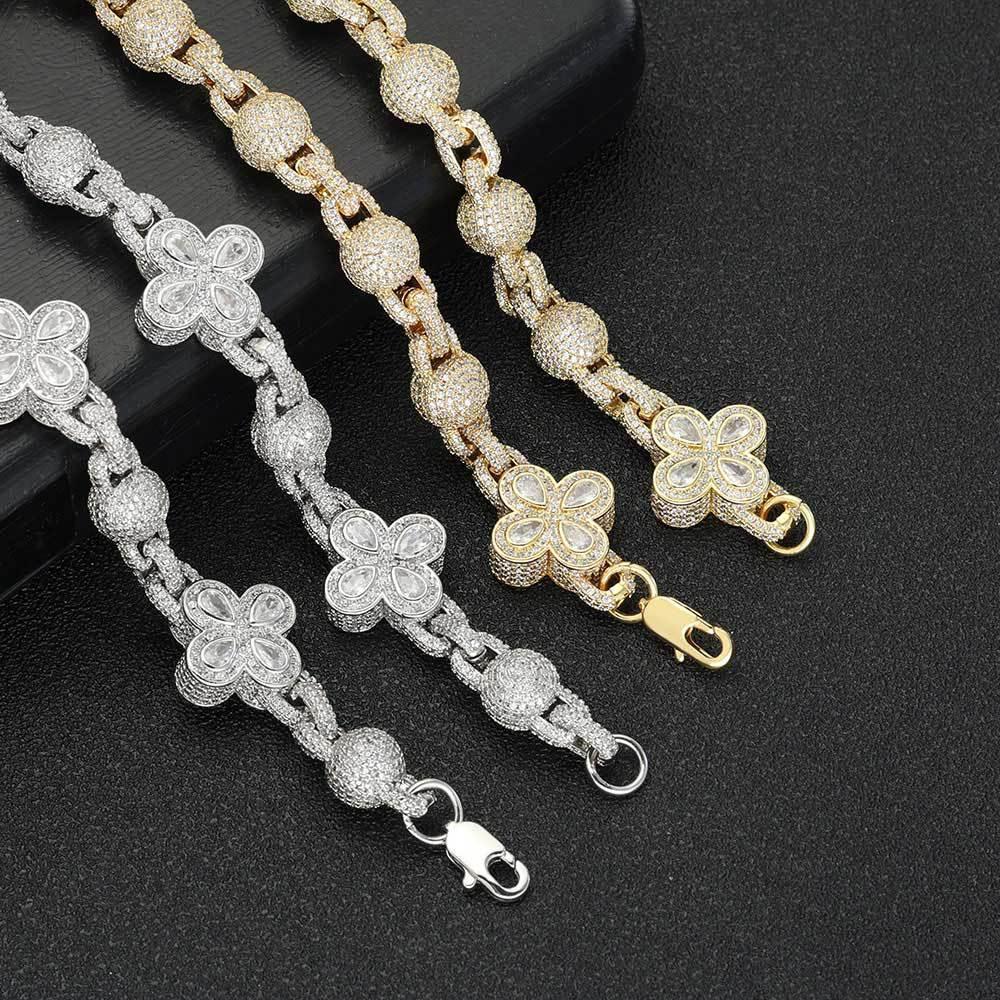 Iced-Out Bubble Bead Chain Bracelet with Zircon Stones for Men | Caratix Jewelry - CaratixJewelry