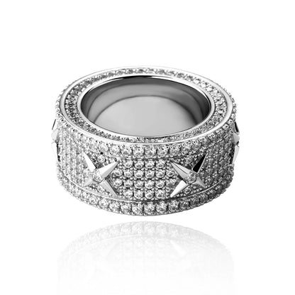 Unisex Vintage Iced Out Ring | Full Micro-Pave Round Band | Caratix