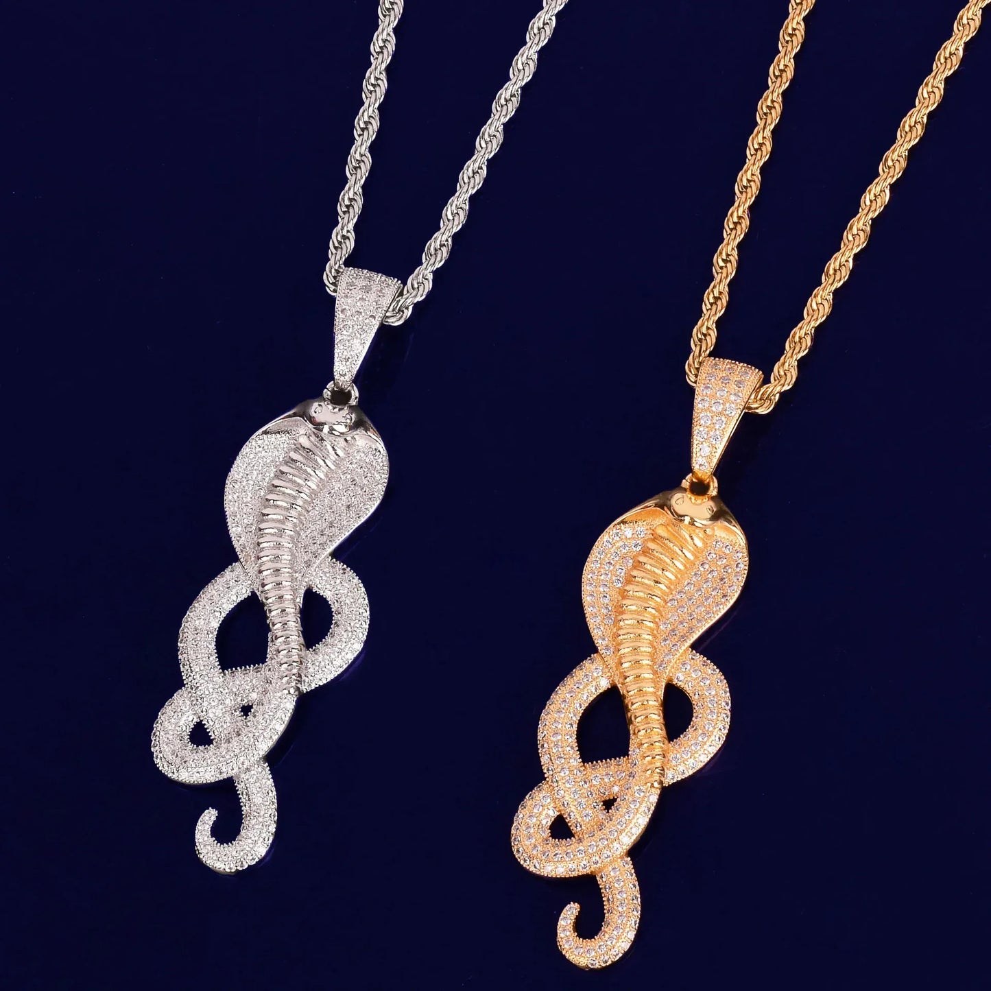 Men's Cobra Snake Necklace | Premium Copper CZ Green Eye Viper Caratix - CaratixJewelry