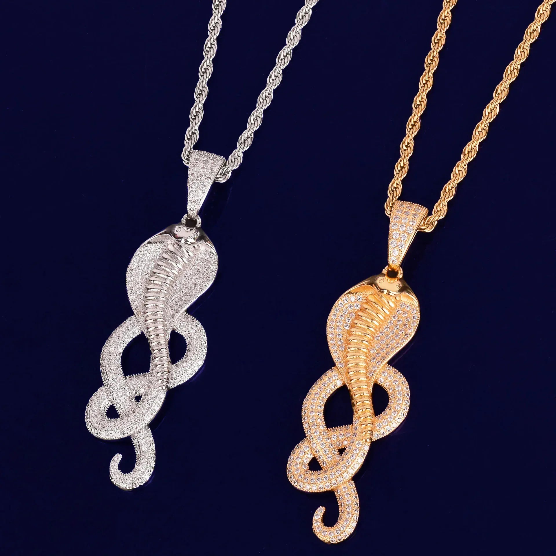 Men's Cobra Snake Necklace | Premium Copper CZ Green Eye Viper Caratix - CaratixJewelry