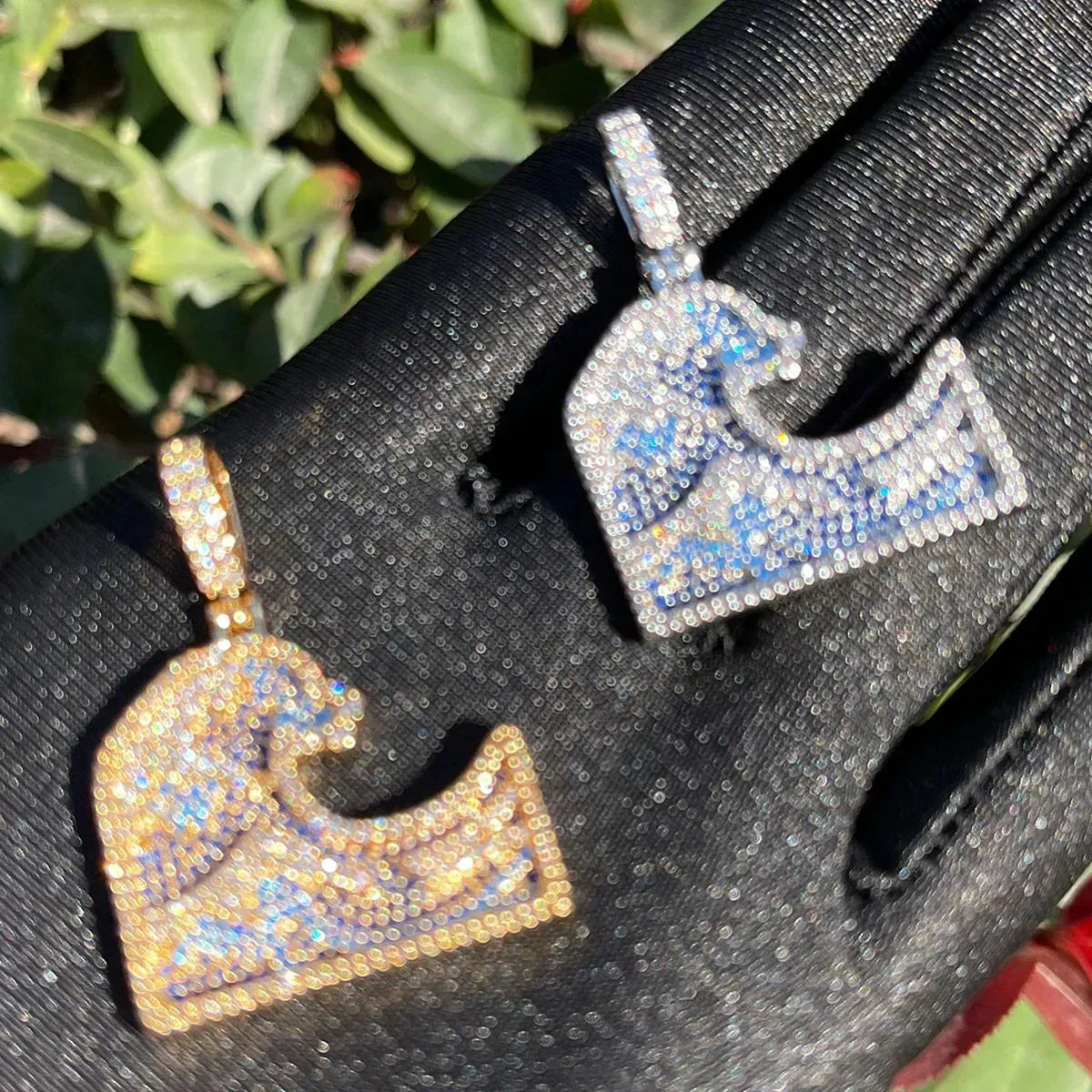 Iced Out Great Wave of Kanagawa Pendant | Men's Hokusai Art Necklace | Blue & White CZ Japanese Jewelry | Ukiyo-e Streetwear Bling | Caratix - CaratixJewelry