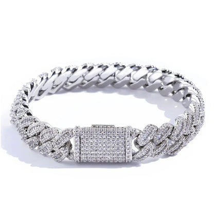 12mm Iced Out Cuban Bracelet T-Cut Zircon Gold Chain Rapper Style - CaratixJewelry