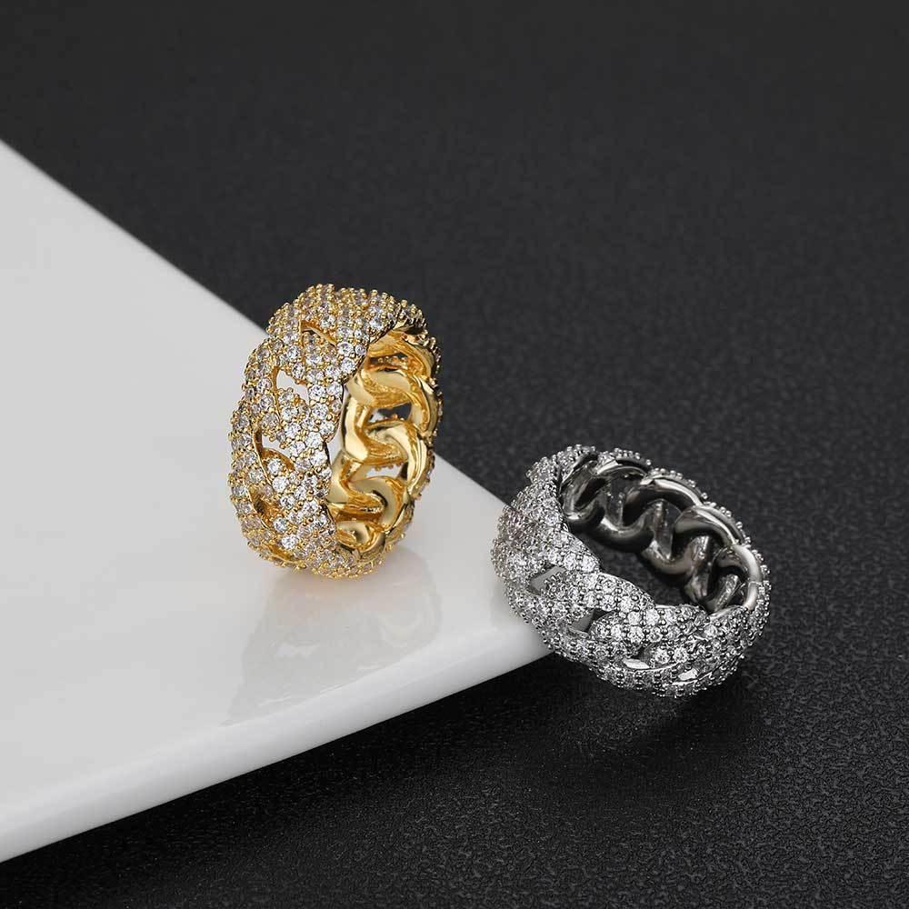 10mm Bubble Cuban Ring with Full Zircon for Men | Trendy Hip Hop Jewelry | Caratix Jewelry - CaratixJewelry