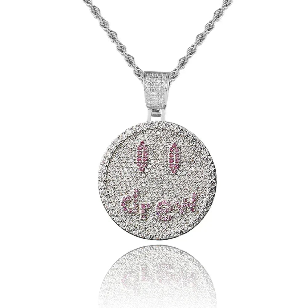 Drew Smiley Face Pendant Necklace with Micro-Pave Zircon for Men | Caratix Jewelry - CaratixJewelry