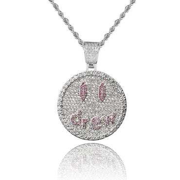 Drew Smiley Face Pendant Necklace with Micro-Pave Zircon for Men | Caratix Jewelry - CaratixJewelry