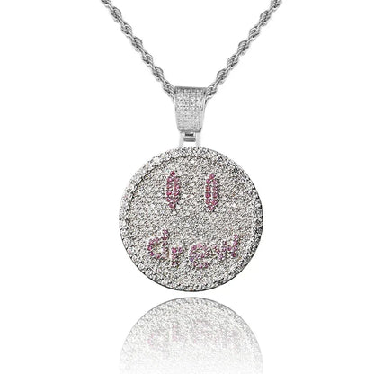 Drew Smiley Face Pendant Necklace with Micro-Pave Zircon for Men | Caratix Jewelry - CaratixJewelry