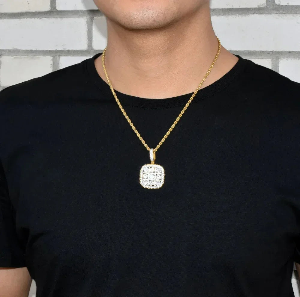 Men's Geometric Zirconia Necklace | Premium Copper CZ Hip Hop Jewelry Caratix - CaratixJewelry