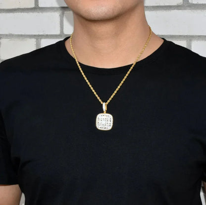 Men's Geometric Zirconia Necklace | Premium Copper CZ Hip Hop Jewelry Caratix - CaratixJewelry