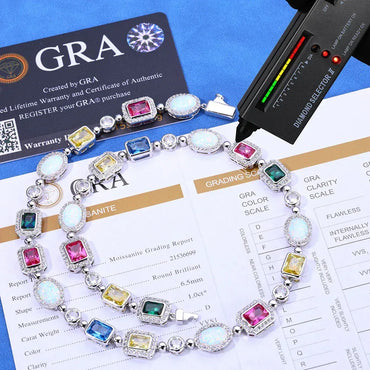 Colored Gemstone Moissanite Necklace – Custom S925 Sterling Silver Luxury Women’s Clavicle Chain Jewelry - CaratixJewelry