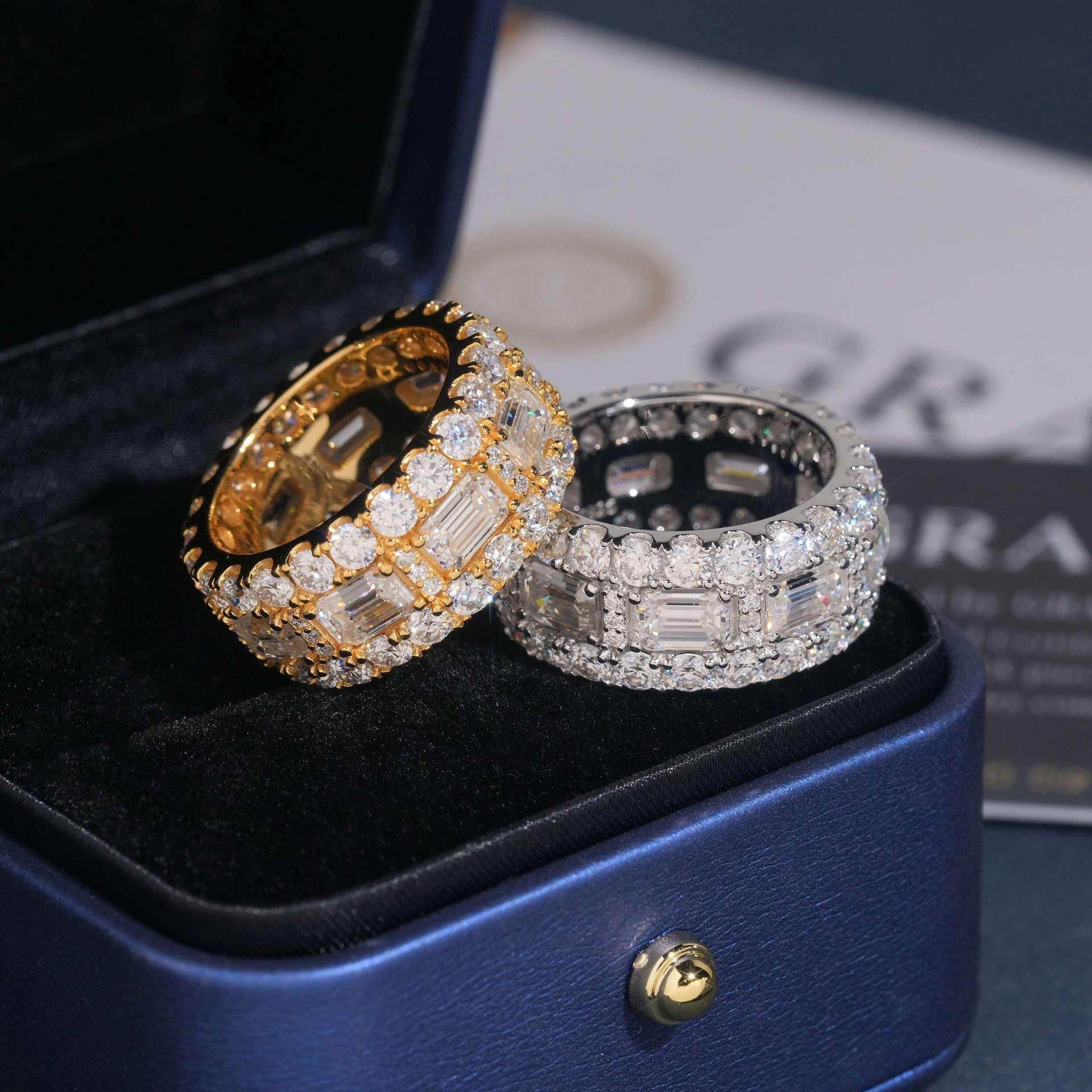 Moissanite Men’s Hip Hop Ring | S925 Silver Full Iced Out Streetwear Jewelry - CaratixJewelry