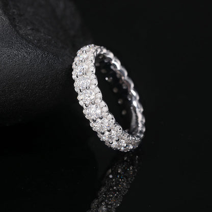 Moissanite Ice Cube Ring 925 Sterling Silver Band | Caratix