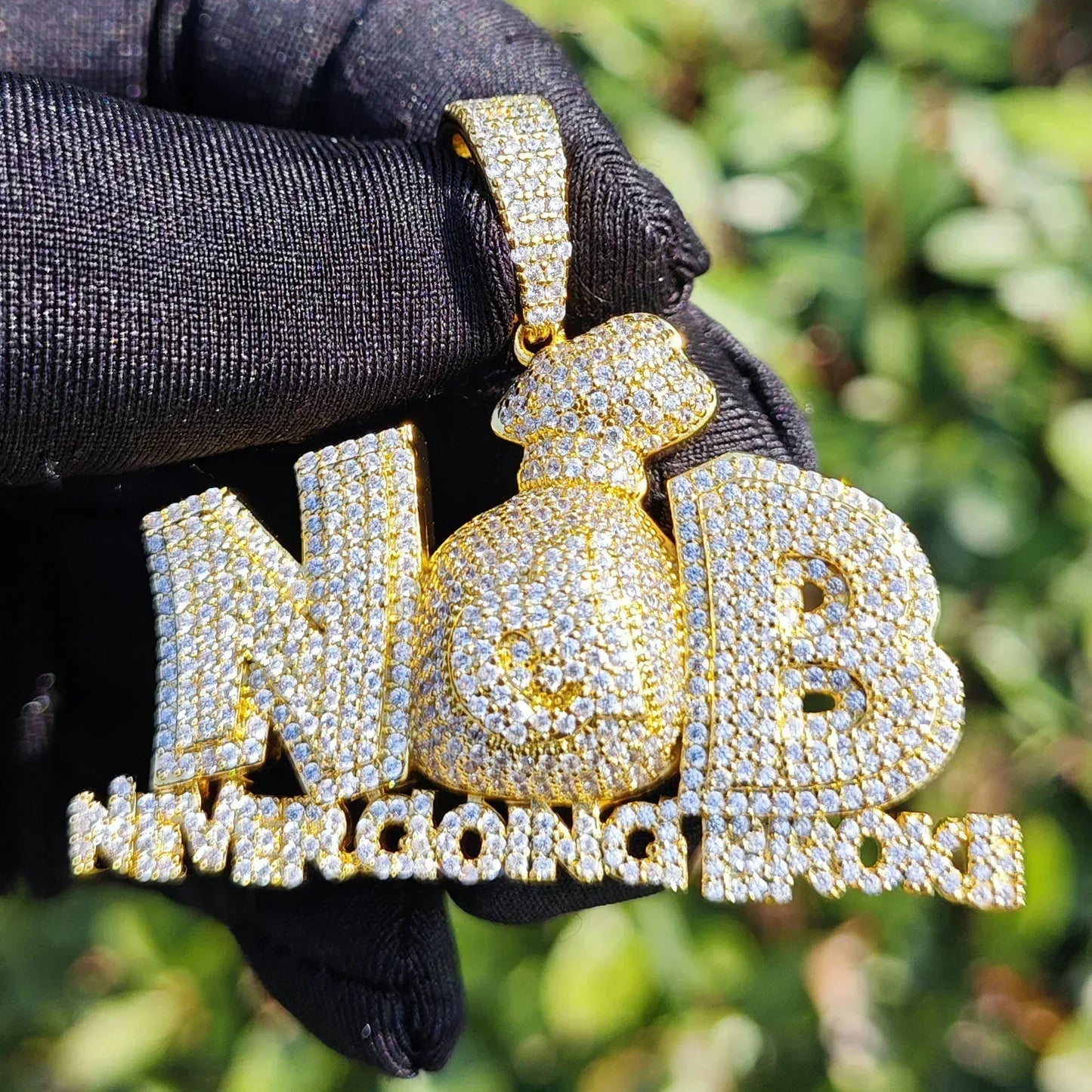 N&B Letter Pendant Necklace | CZ Iced Out Hip Hop Unisex Trend Jewelry - CaratixJewelry