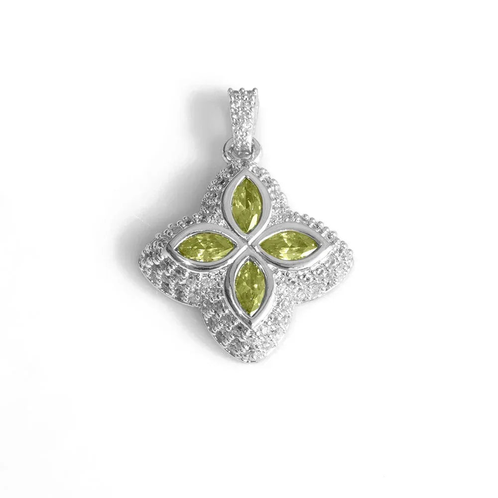 Men's Color Gemstone Clover Pendant | Full Zircon Iced Out Necklace | Custom Minimalist Hip Hop Jewelry | Caratix - CaratixJewelry