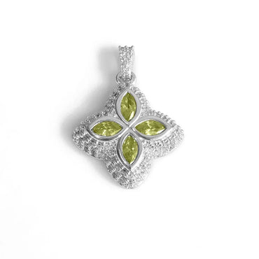 Men's Color Gemstone Clover Pendant | Full Zircon Iced Out Necklace | Custom Minimalist Hip Hop Jewelry | Caratix - CaratixJewelry