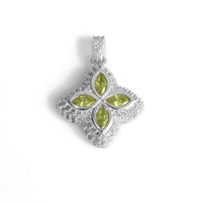 Men's Color Gemstone Clover Pendant | Full Zircon Iced Out Necklace | Custom Minimalist Hip Hop Jewelry | Caratix - CaratixJewelry