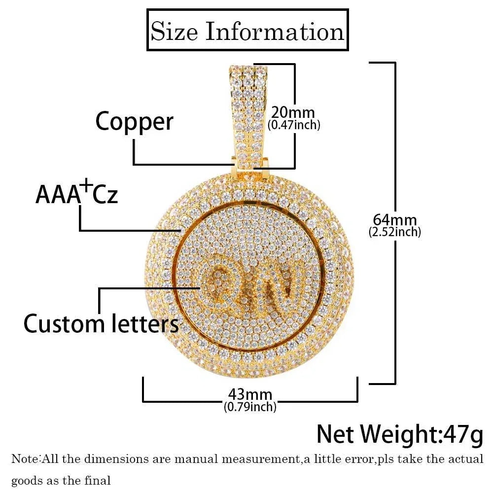 Custom Rotating Letter Pendant Necklace with Micro-Pave Zircon Stones for Men | Caratix Jewelry - CaratixJewelry