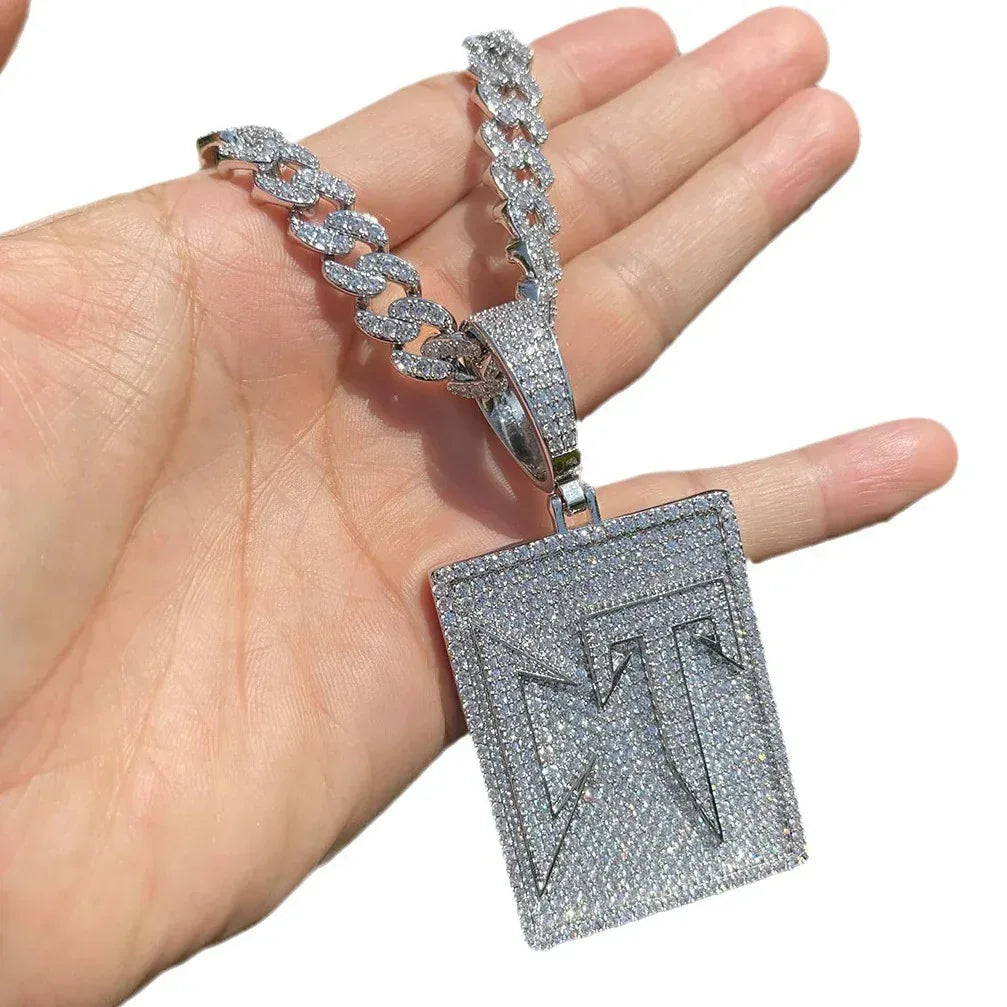 Men's Corridos Tumbados Initial Necklace | Premium Copper CZ Hip Hop Medallion Caratix - CaratixJewelry