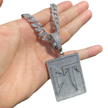 Men's Corridos Tumbados Initial Necklace | Premium Copper CZ Hip Hop Medallion Caratix - CaratixJewelry