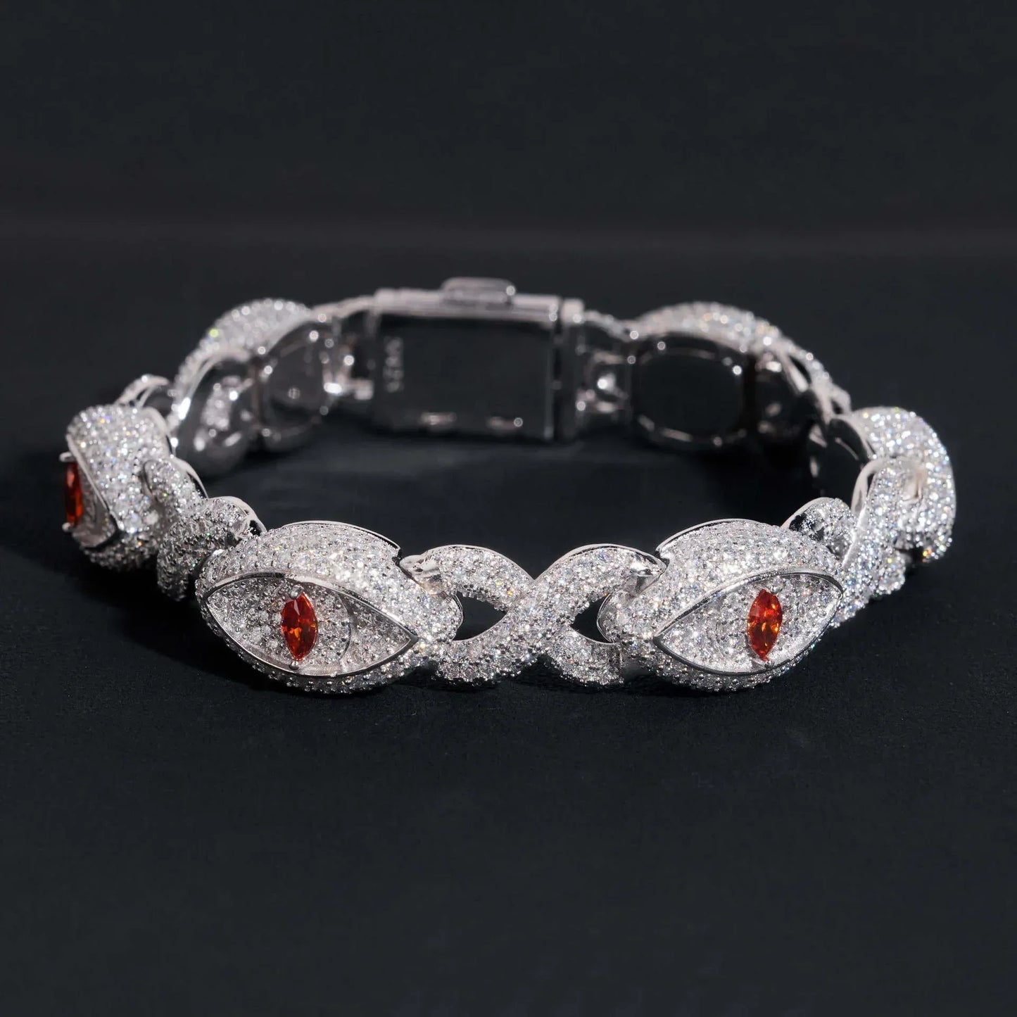 13mm Moissanite Eye Cuban Link Bracelet with Figure-8 Clasp – S925 Sterling Silver Iced-Out Hip Hop Men’s Streetwear Jewelry - CaratixJewelry