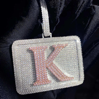 Iced Out Block Letter Pendant | DIY CZ Name Necklace Hip Hop Fashion Jewelry - CaratixJewelry