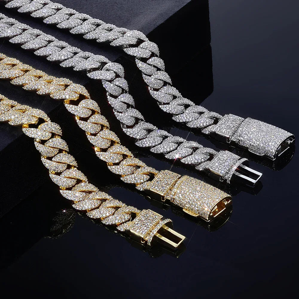 14mm Iced Out Cuban Chain Necklace Zircon Rapper - CaratixJewelry