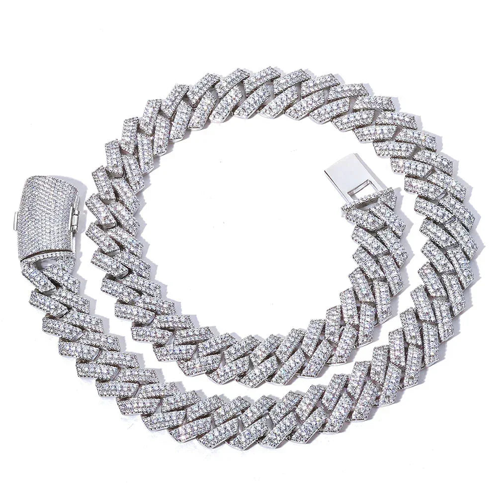 Custom 20mm Rhombus Triple-Row Cuban Necklace - CaratixJewelry